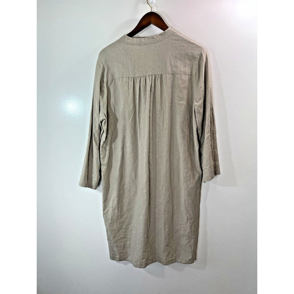 TAHARI Women’s Linen Blend Dress Size L Tan Classic Minimalist Lagenlook Beachy - Picture 2 of 8